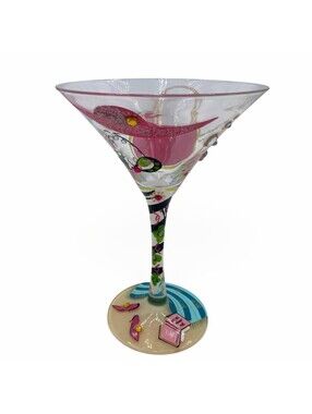 Lolita Beach Diva Love My Martini Hand Painted Martini Glass Rhinestones 7 oz